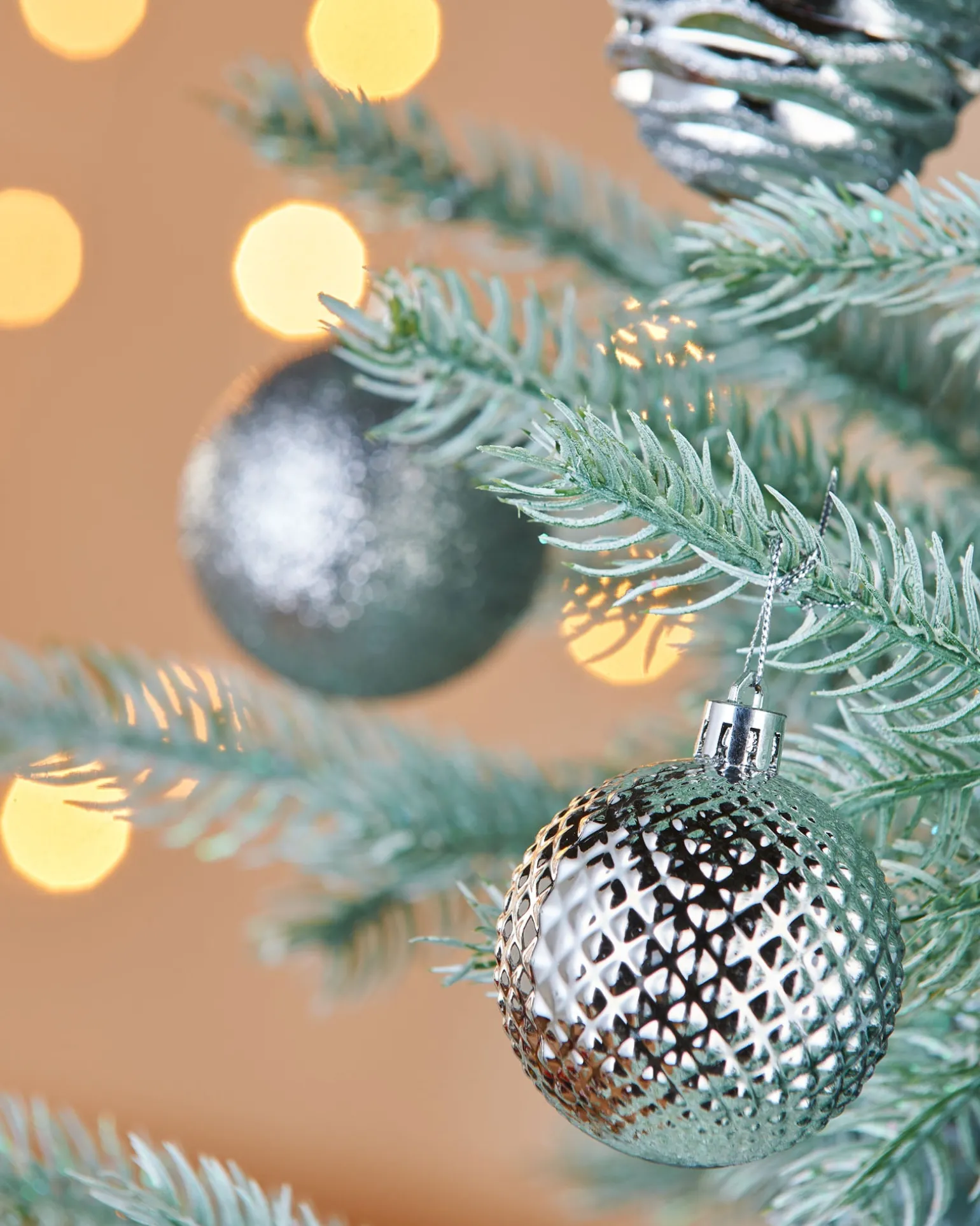 Silver Shatterproof Baubles, 50 Pack, 6 Cm