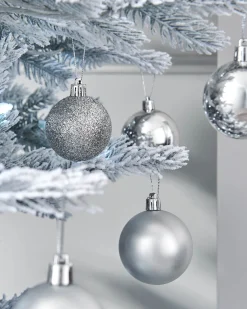 Silver Shatterproof Bauble, 50 Pack