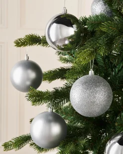 Silver Shatterproof Baubles, 9 Pack, 10 Cm