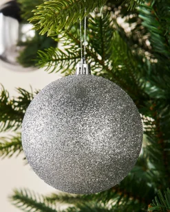 Silver Shatterproof Baubles, 9 Pack, 10 Cm
