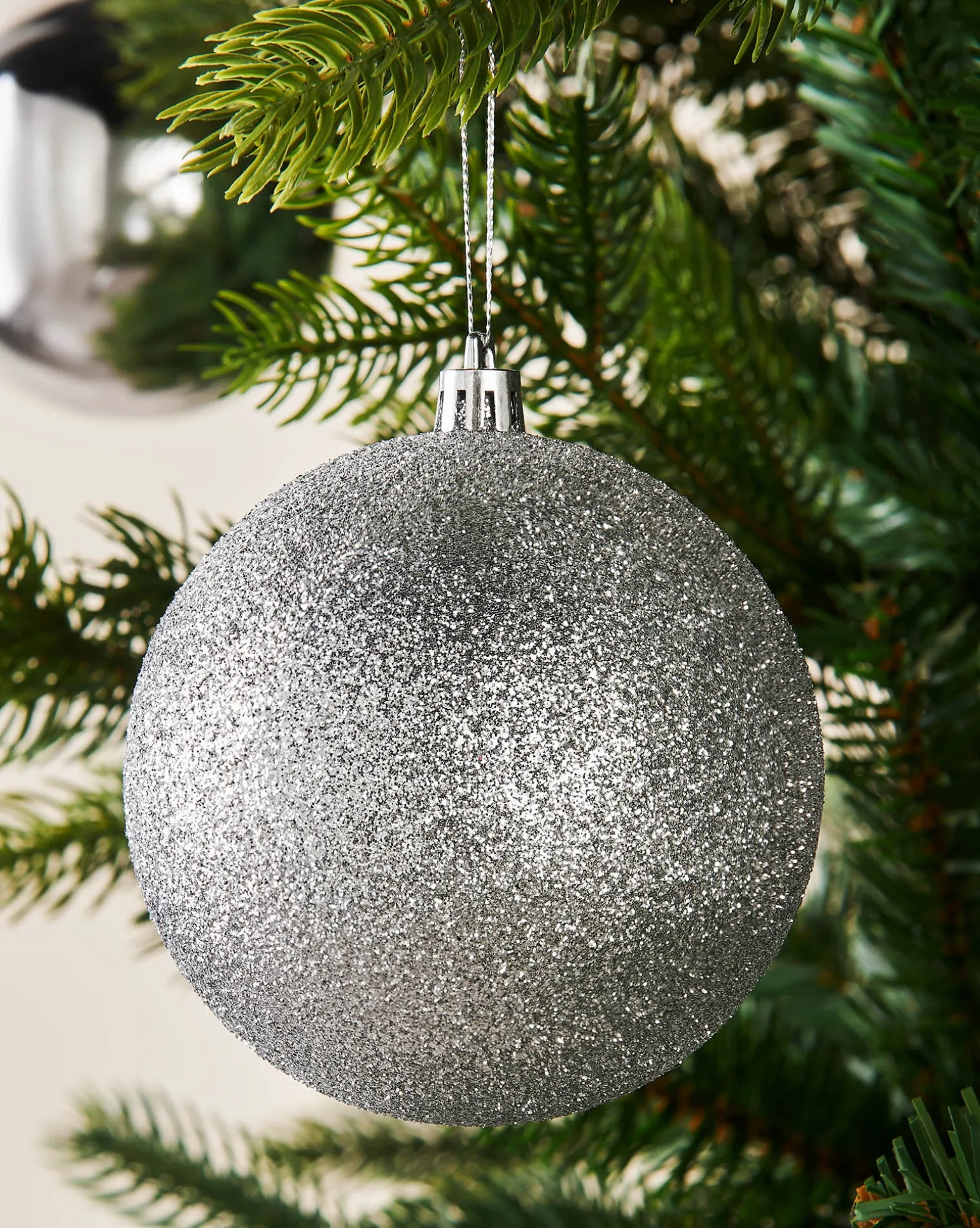 Silver Shatterproof Baubles, 9 Pack, 10 Cm