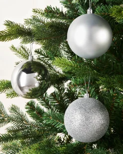 Silver Shatterproof Baubles, 9 Pack, 10 Cm