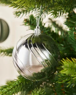Silver Shatterproof Baubles, 16 Pack, 8 Cm