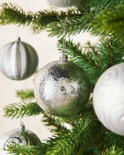 Silver Shatterproof Baubles, 16 Pack, 8 Cm