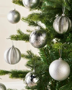 Silver Shatterproof Baubles, 16 Pack, 8 Cm