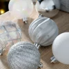 Silver Shatterproof Baubles, 48 Pack, 6 Cm