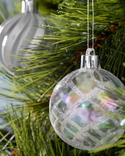 Silver Shatterproof Baubles, 48 Pack, 6 Cm