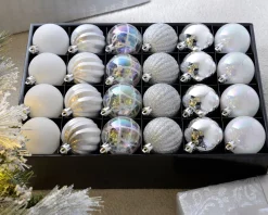 Silver Shatterproof Baubles, 48 Pack, 6 Cm