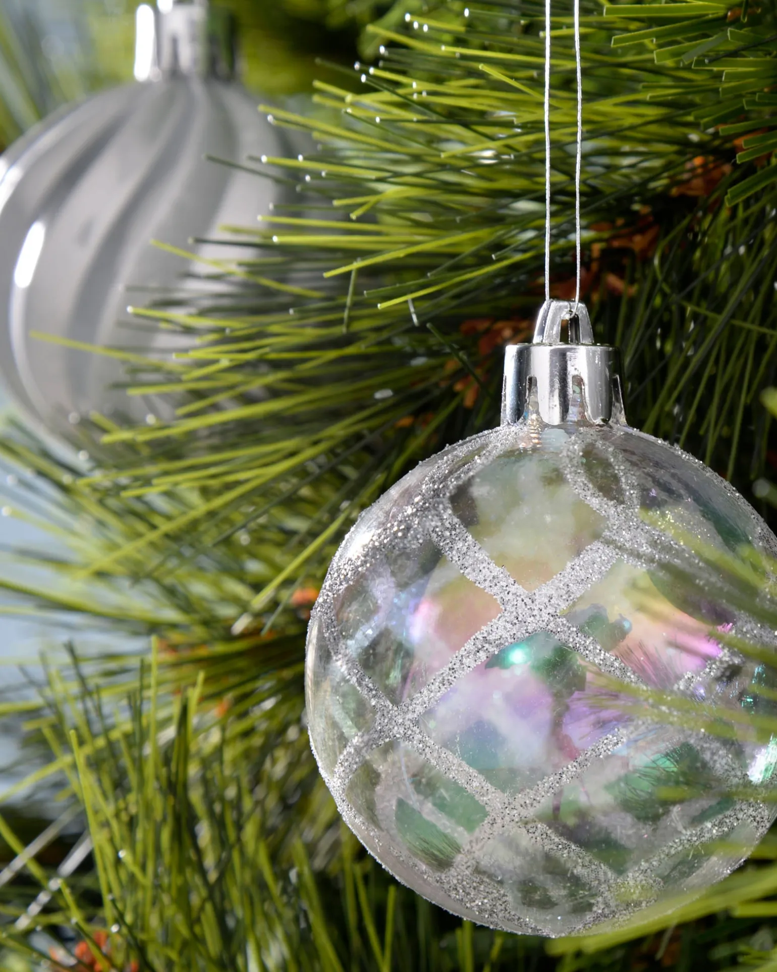 Silver Shatterproof Baubles, 48 Pack, 6 Cm