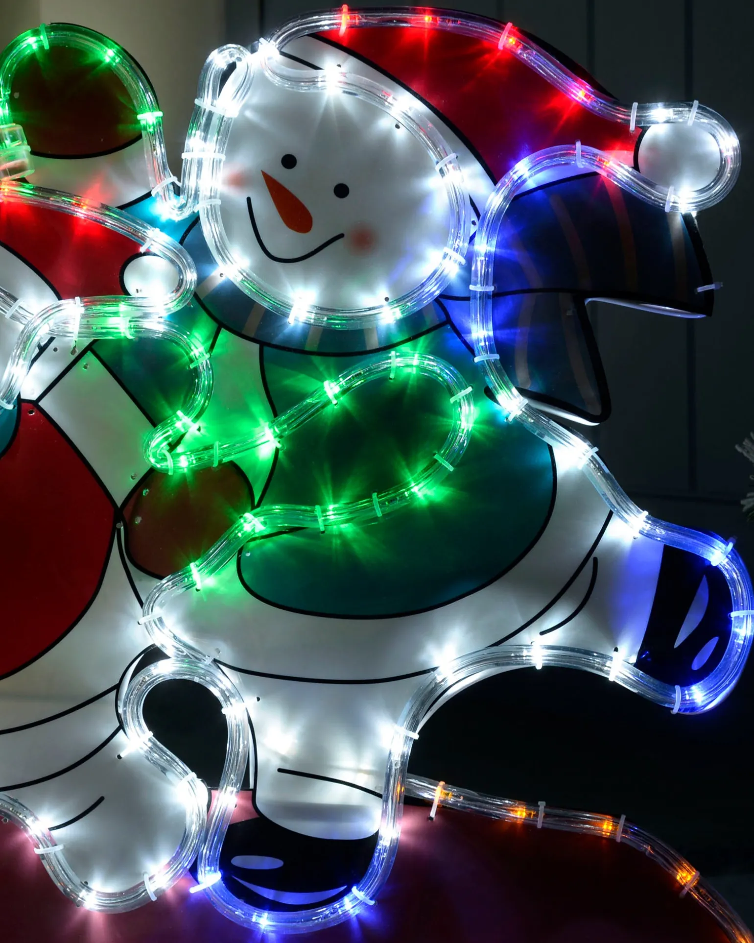 Skating Snowmen Rope Light Silhouette, 52 Cm