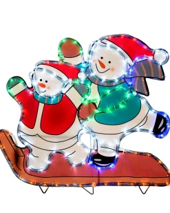 Skating Snowmen Rope Light Silhouette, 52 Cm