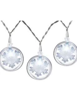 Snowflake Bauble LED Light String, White, 1.8 M