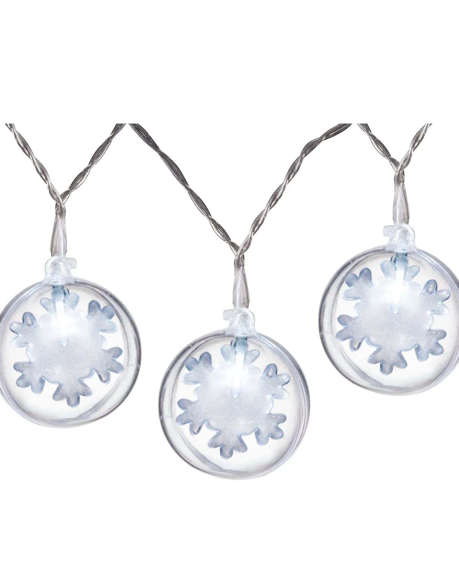 Snowflake Bauble LED Light String, White, 1.8 M