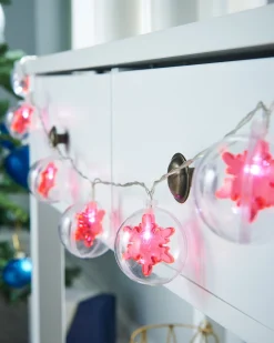 Snowflake Bauble LED Light String, Red, 1.8 M