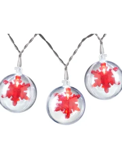 Snowflake Bauble LED Light String, Red, 1.8 M