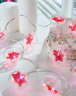 Snowflake Bauble LED Light String, Red, 1.8 M