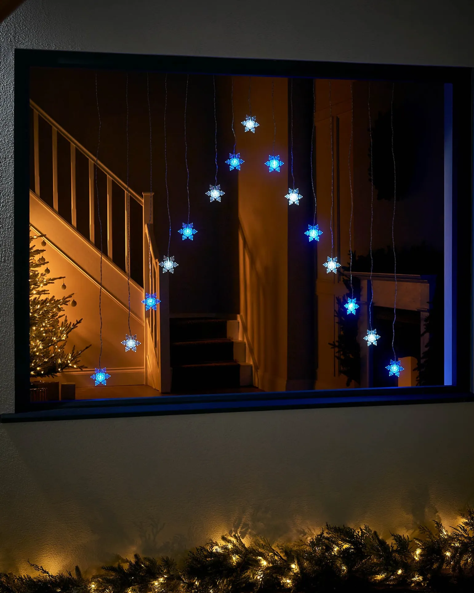 Snowflake Curtain Net Light, Blue/White, 1.2 M