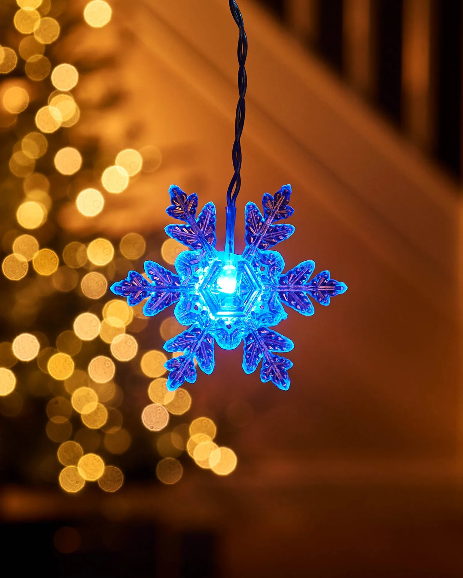 Snowflake Curtain Net Light, Blue/White, 1.2 M