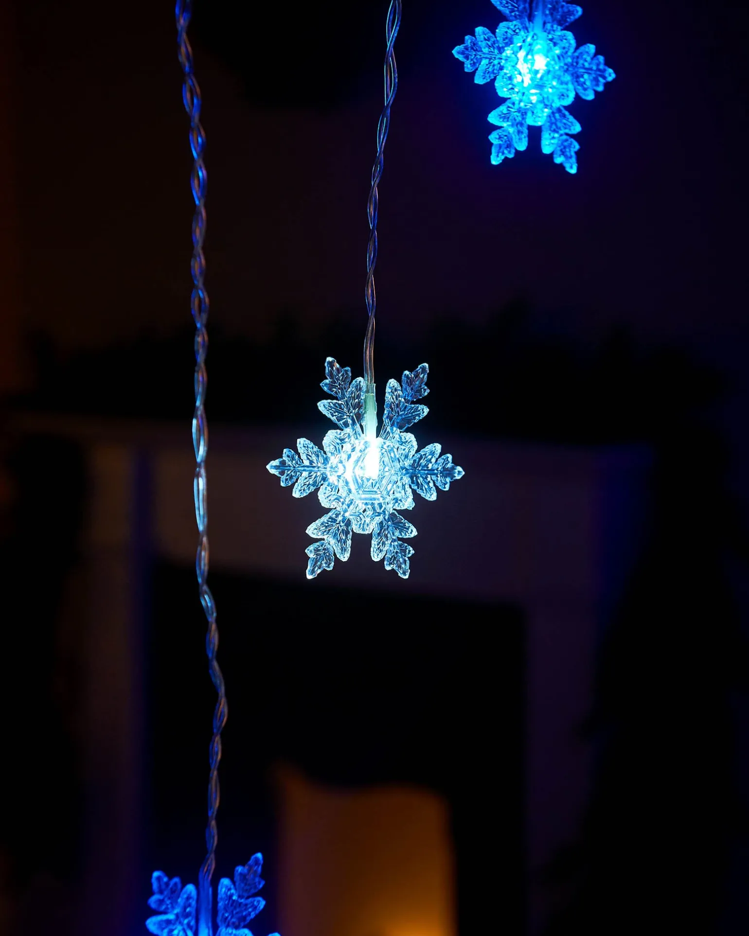 Snowflake Curtain Net Light, Blue/White, 1.2 M