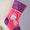 Snowman Stocking, Pink/Purple, 48 Cm