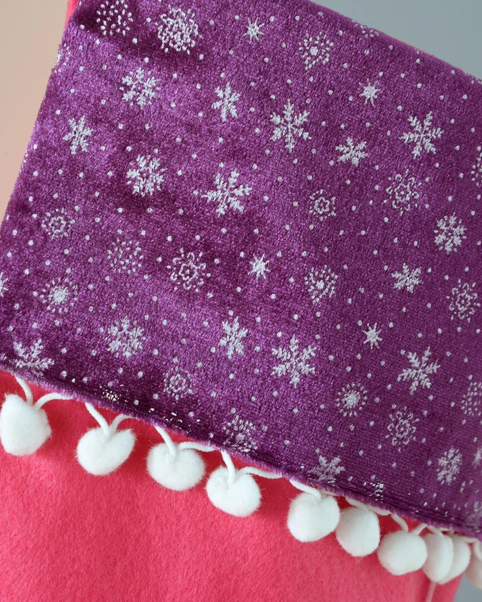 Snowman Stocking, Pink/Purple, 48 Cm