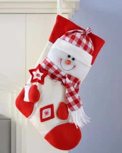 Snowman Stocking, Tartan, 48 Cm