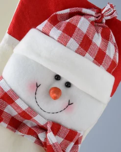 Snowman Stocking, Tartan, 48 Cm