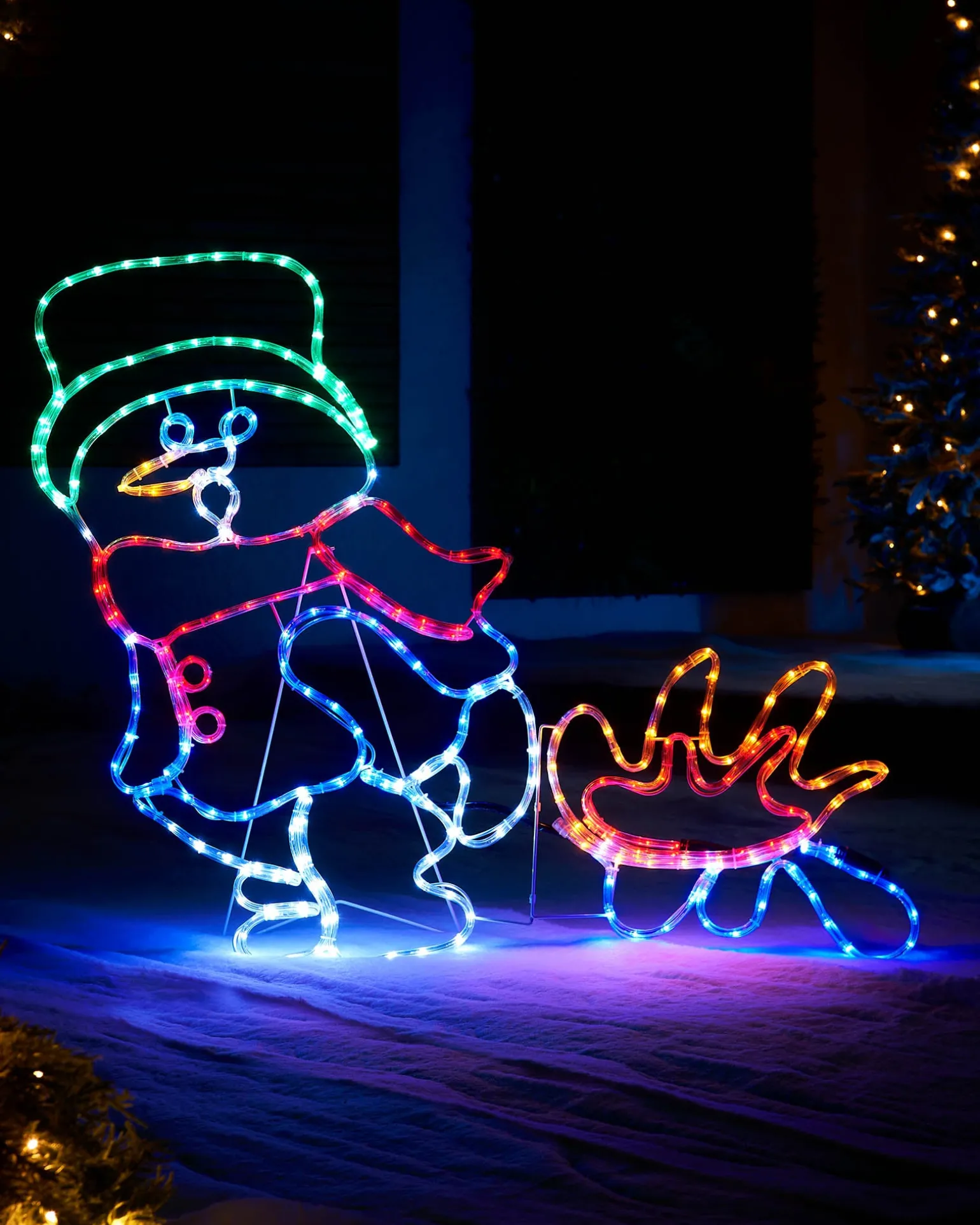 Snowman With Fire Rope Light