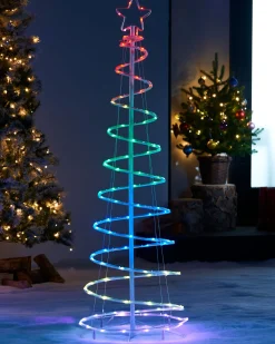 Spiral Rope Light Christmas Tree Silhouette, 5 Ft