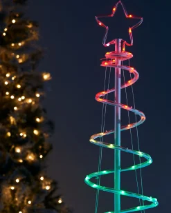 Spiral Rope Light Christmas Tree Silhouette, 5 Ft