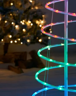Spiral Rope Light Christmas Tree Silhouette, 5 Ft