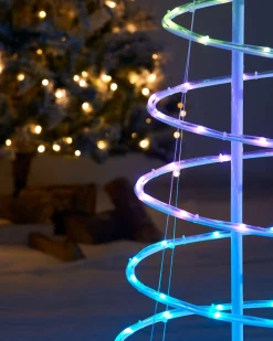 Spiral Rope Light Christmas Tree Silhouette, 5 Ft