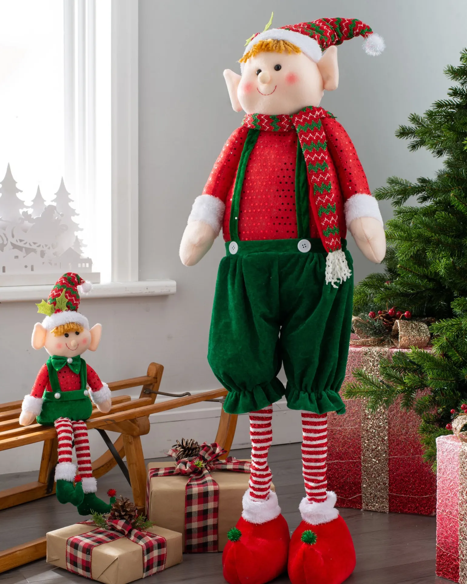 Standing Elf Figurine With Extendable Legs, 60-109 Cm