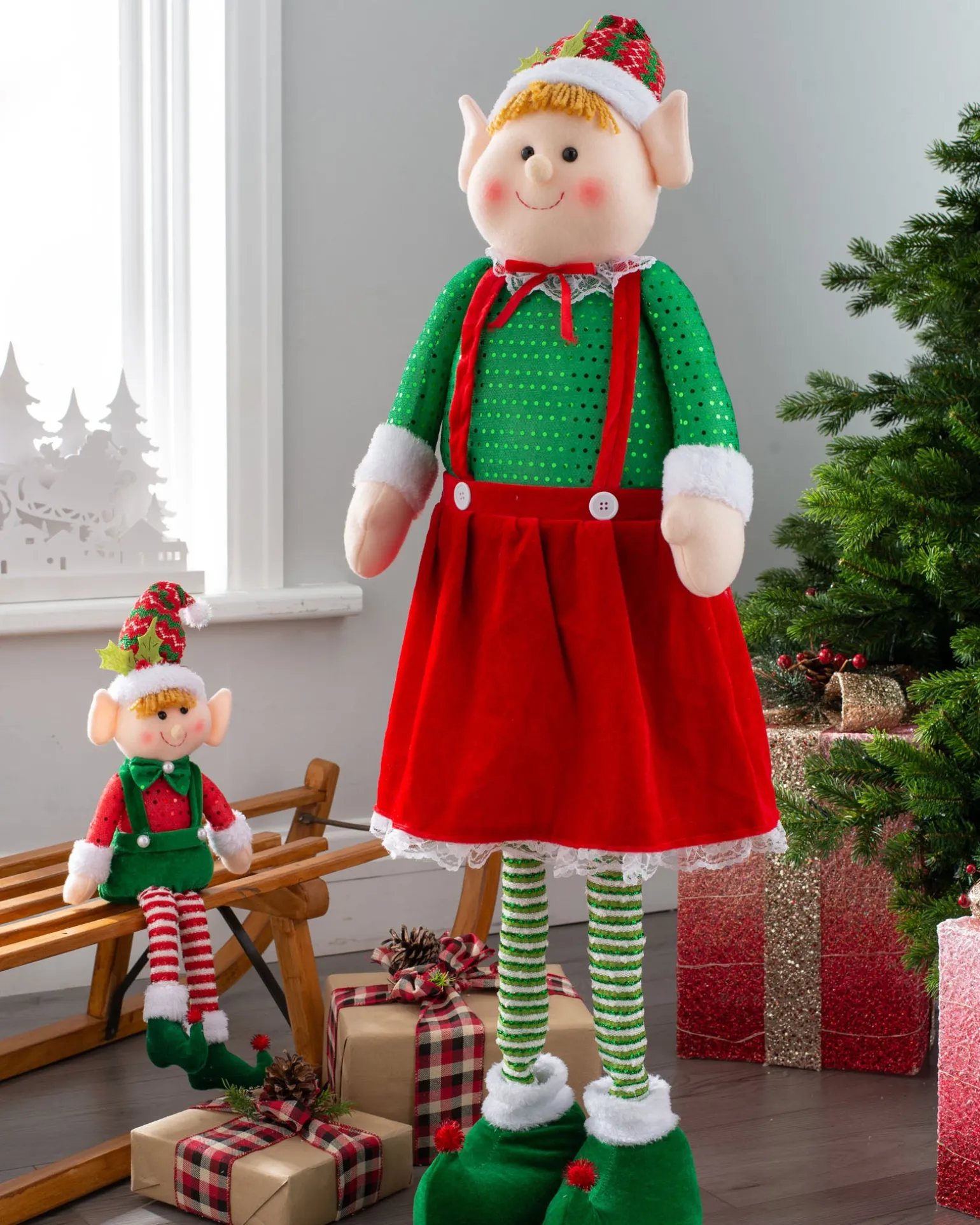 Standing Elf Figurine With Extendable Legs, 60-109 Cm