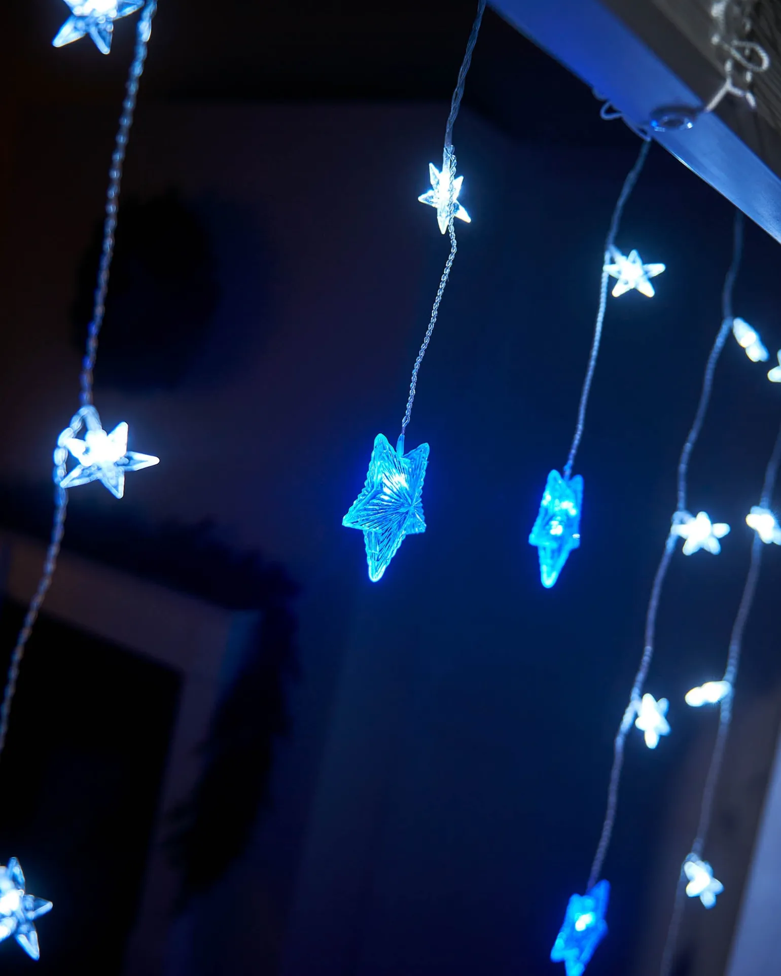Star Curtain Net Light, Blue/White, 1.2 M