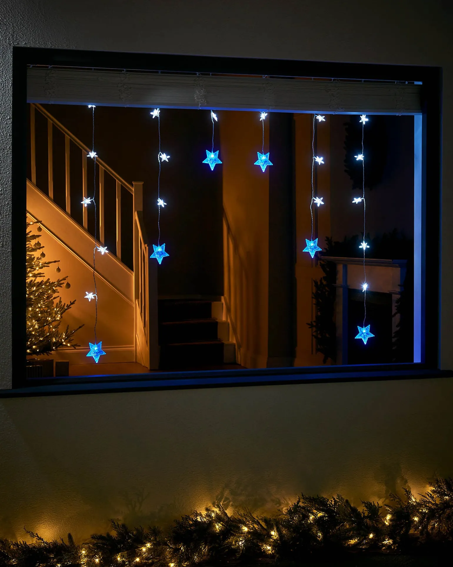 Star Curtain Net Light, Blue/White, 1.2 M