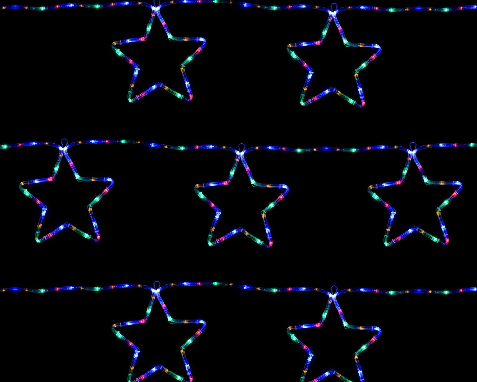 7-Star Motif Rope Light Silhouette, Multi-Colour, 300 Cm