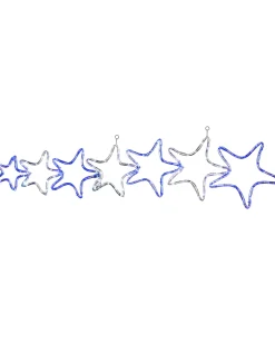 7-Star Motif Rope Light Silhouette, White/Blue, 119 Cm