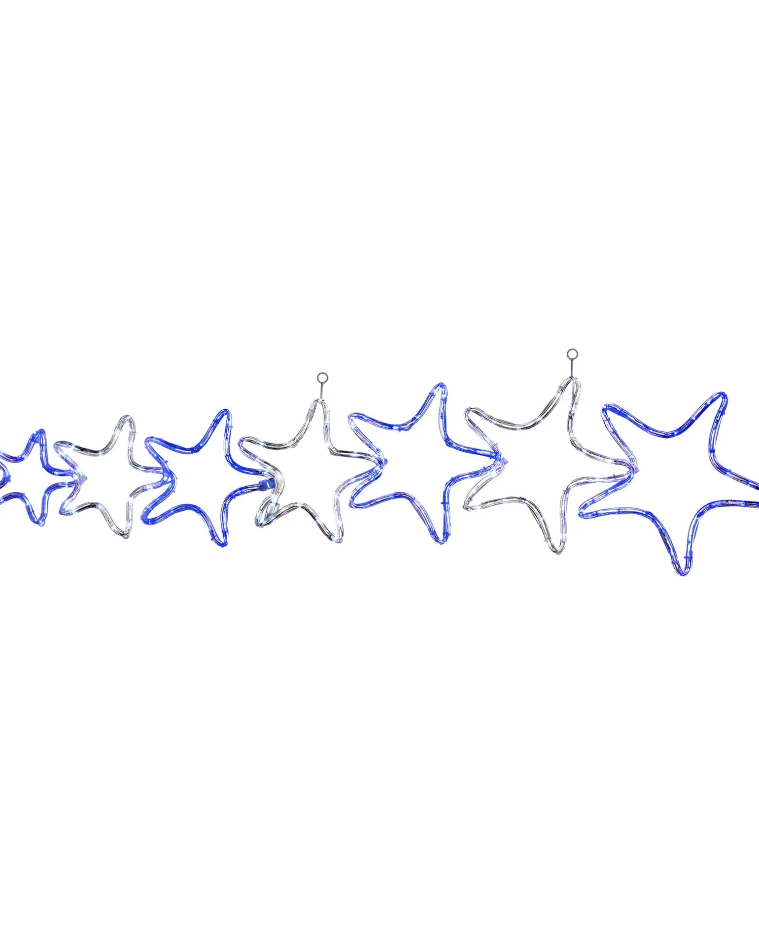 7-Star Motif Rope Light Silhouette, White/Blue, 119 Cm