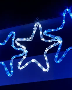 7-Star Motif Rope Light Silhouette, White/Blue, 119 Cm