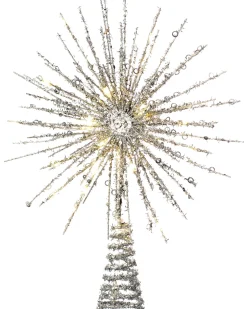 Starburst Christmas Tree Topper, Silver, 32 Cm