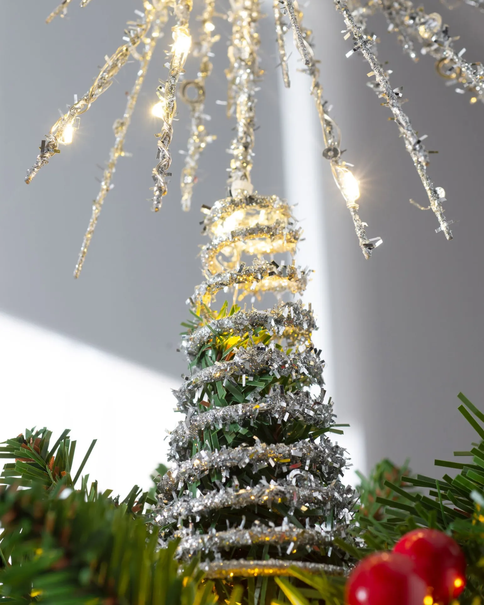 Starburst Christmas Tree Topper, Silver, 32 Cm