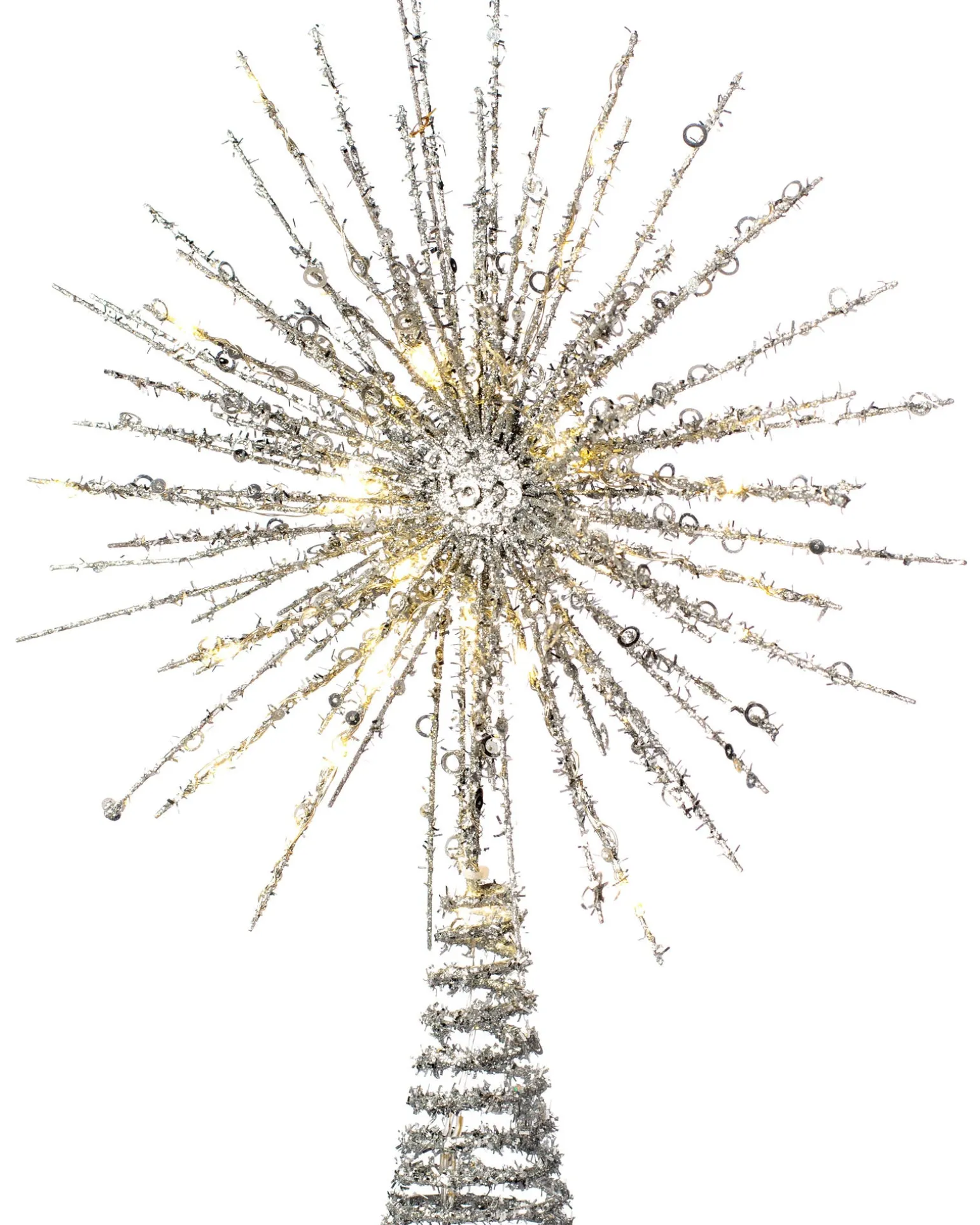 Starburst Christmas Tree Topper, Silver, 32 Cm