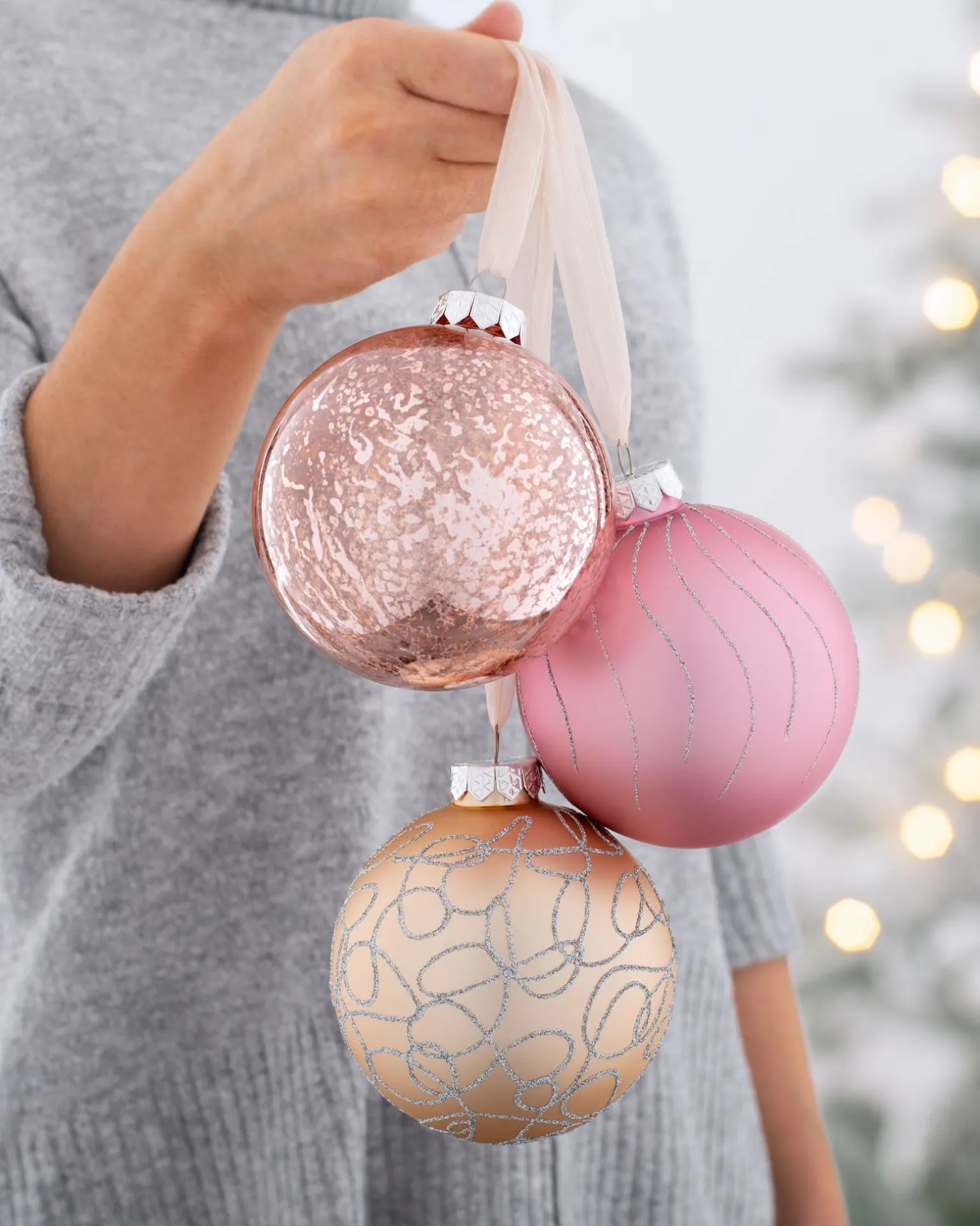 Sweet Harmony Glass Baubles, 3 Pack, 10 Cm