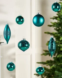 Teal Glass Baubles, 20 Pack
