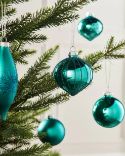 Teal Glass Baubles, 20 Pack