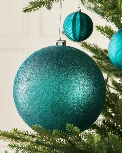 Teal Large Glitter Shatterproof Bauble, 20 Cm