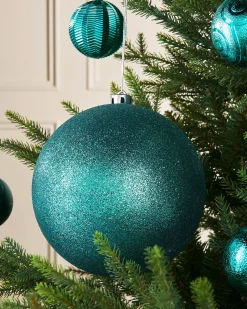 Teal Large Glitter Shatterproof Bauble, 20 Cm