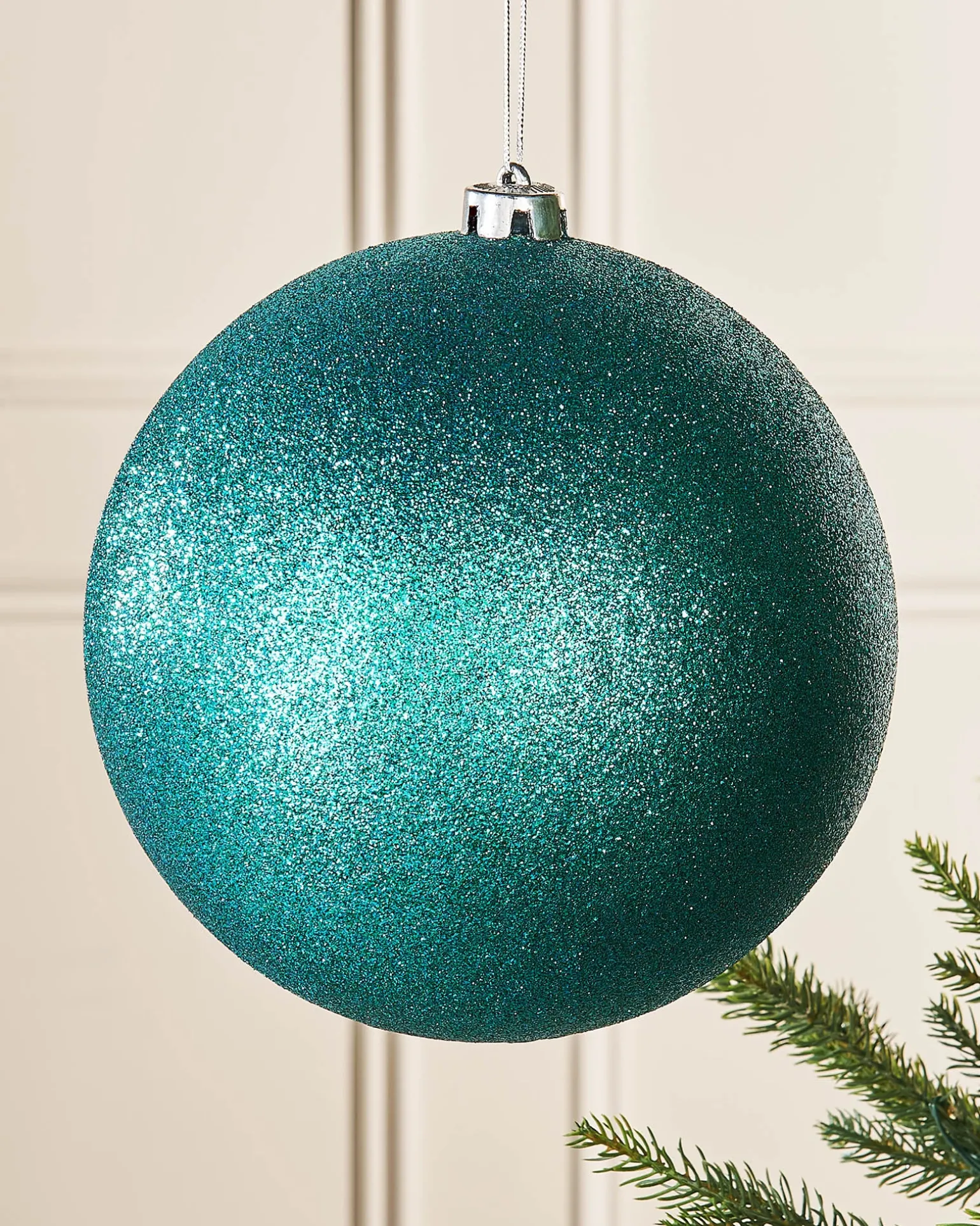 Teal Large Glitter Shatterproof Bauble, 20 Cm