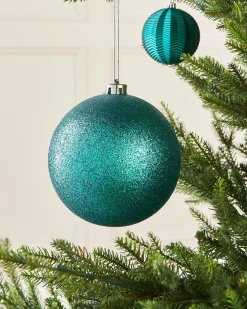 Teal Large Glitter Shatterproof Bauble, 15 Cm